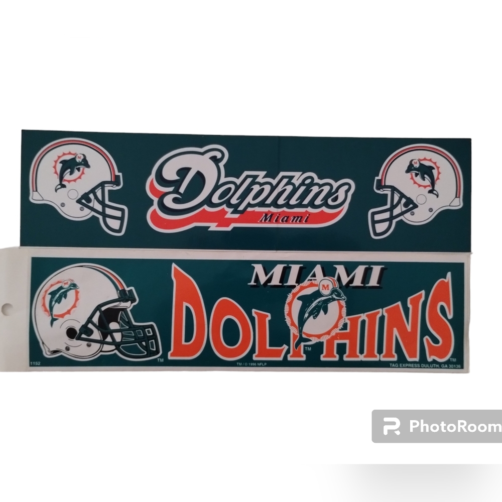 Miami Dolphins NFL Vintage 1999 * 1996 Bumper Sticker Decal Lot of 2